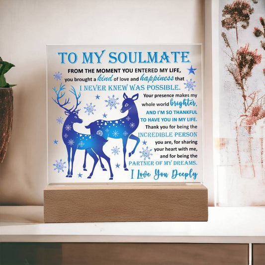 To My Soulmate - Partner Of Dreams - Night Light Square Acrylic Plaque