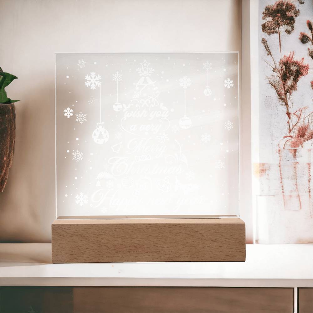 White Christmas Tree  | Night Light Square Acrylic