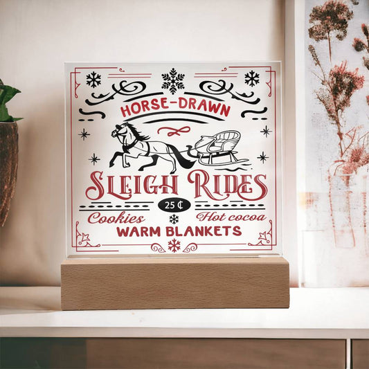 Christmas - Sleigh Rides - Night Light Square Acrylic Plaque