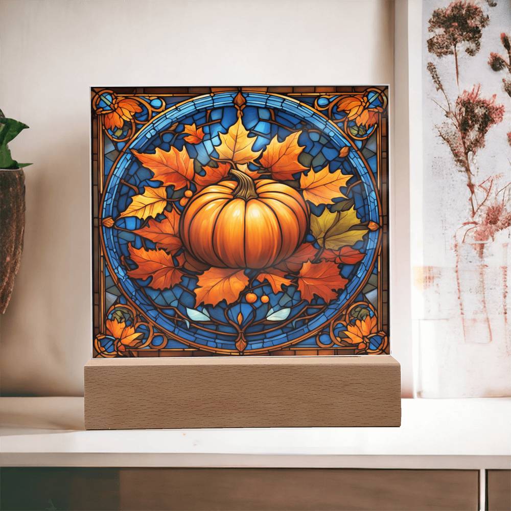 Stained Glass Pumpkin Thankgivings-Night Light  Square Acrylic