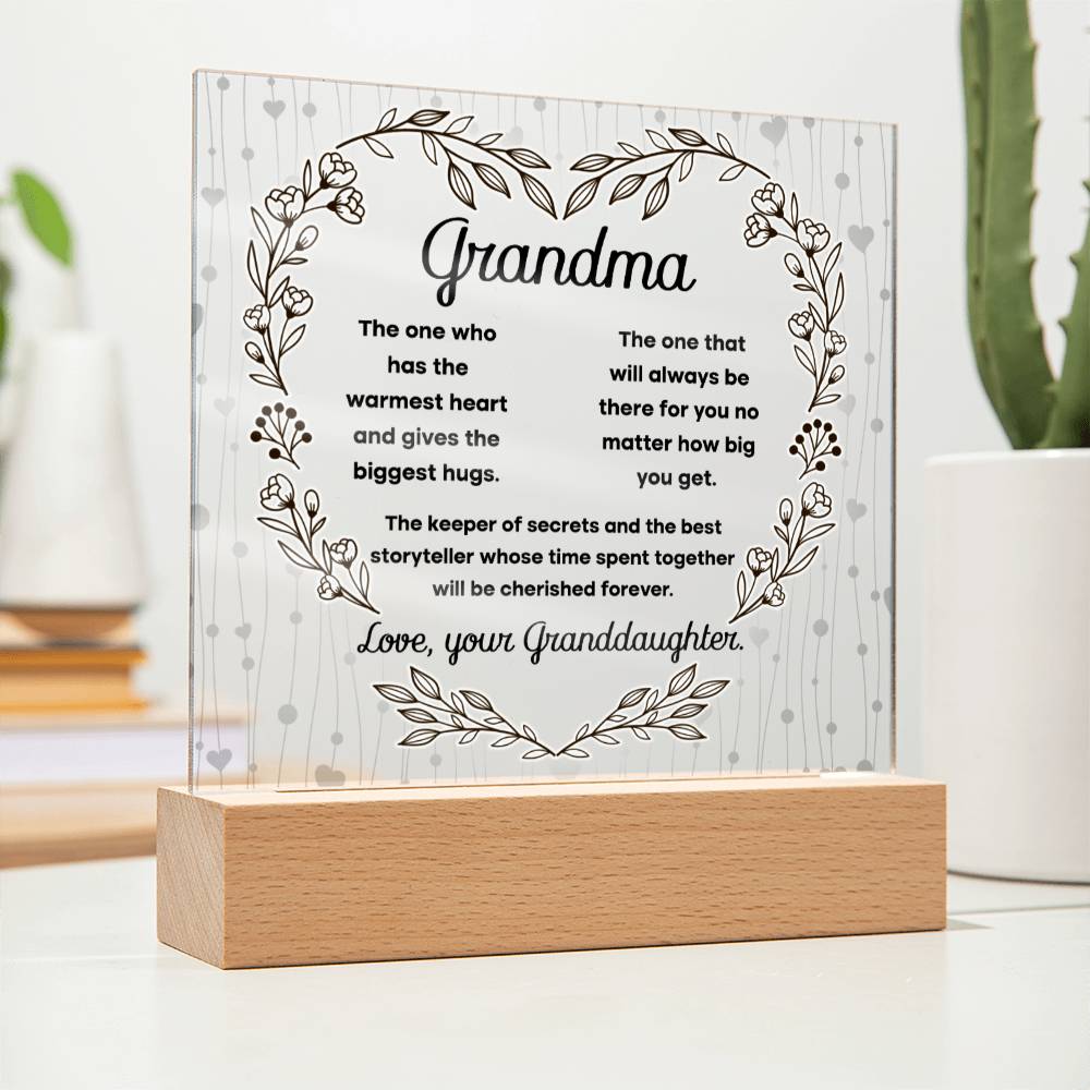 Grandma Cherished Forever | Night Light Square Acrylic Plaque