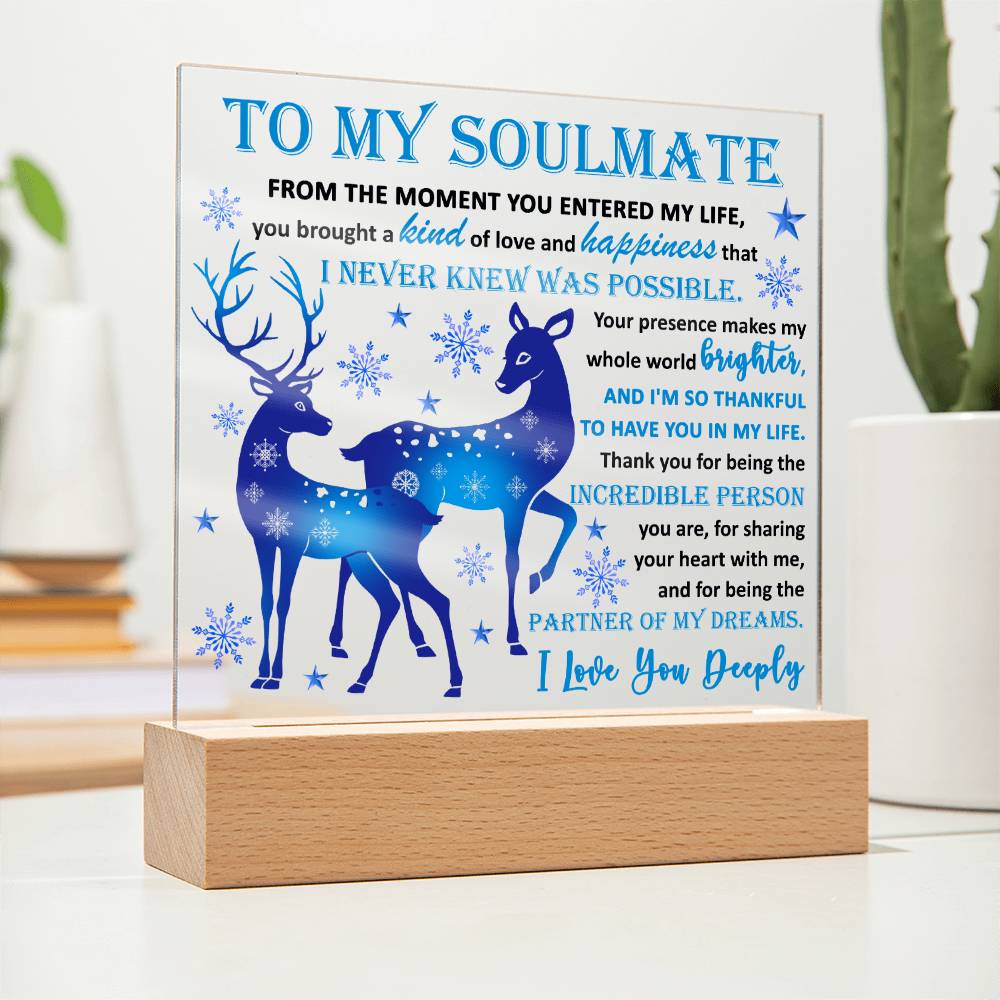 To My Soulmate - Partner Of Dreams - Night Light Square Acrylic Plaque