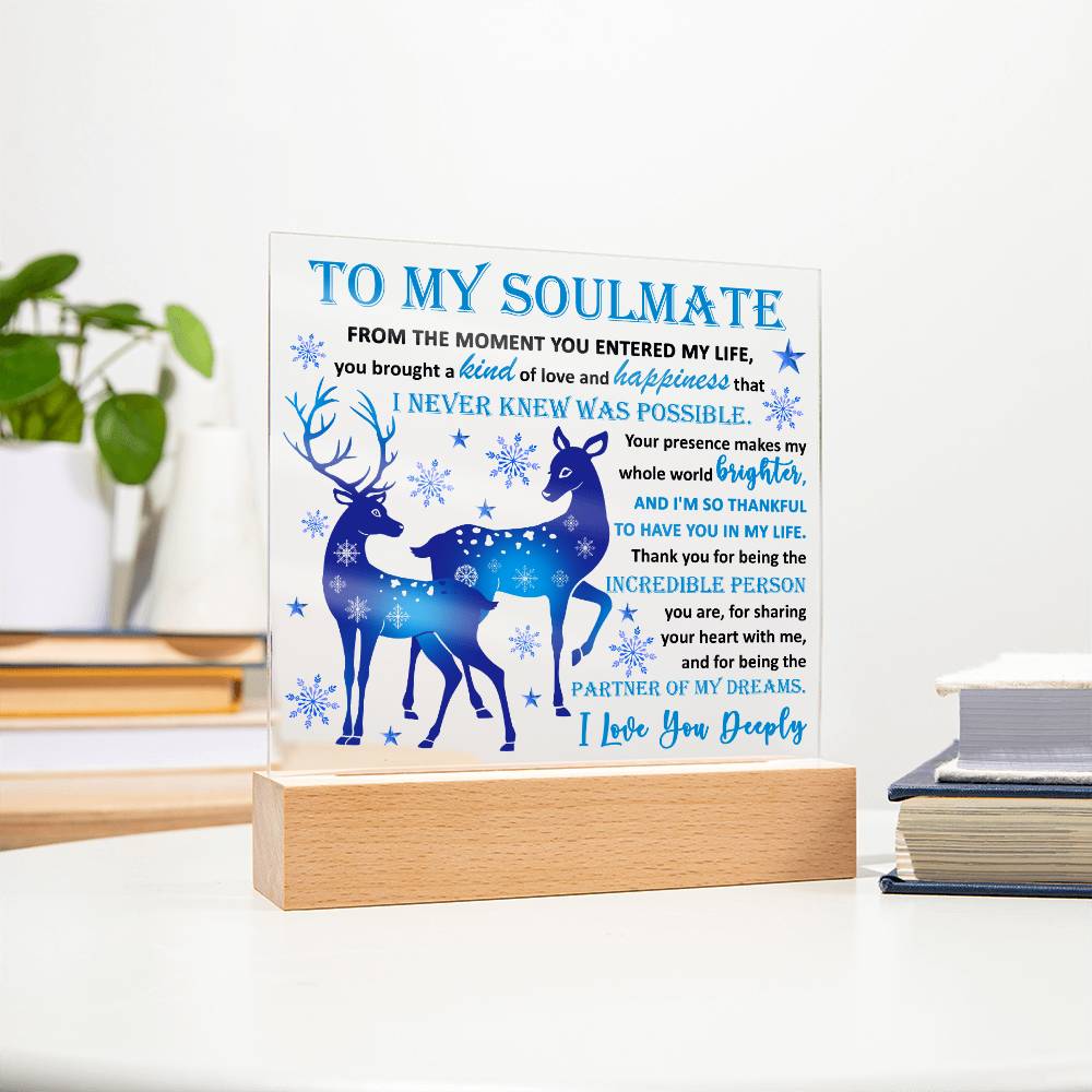 To My Soulmate - Partner Of Dreams - Night Light Square Acrylic Plaque