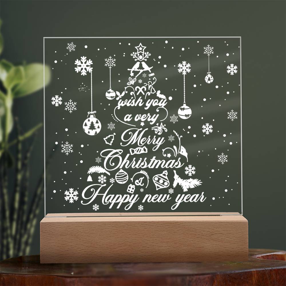 White Christmas Tree  | Night Light Square Acrylic