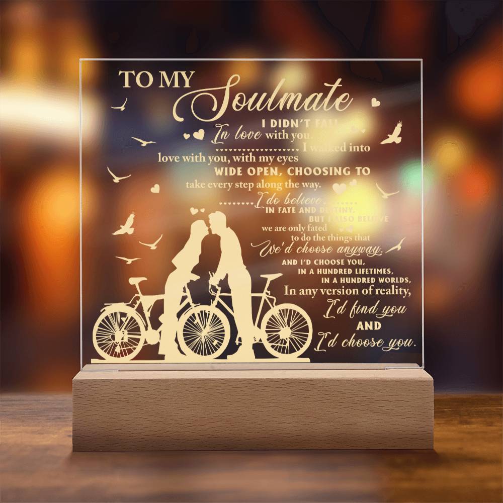 To My Soulmate - Fate And Destiny - Night Light Square Acrylic Plaque