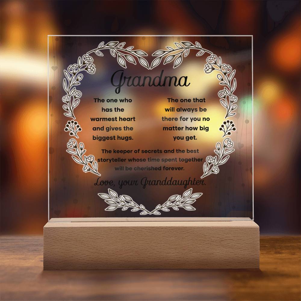 Grandma Cherished Forever | Night Light Square Acrylic Plaque