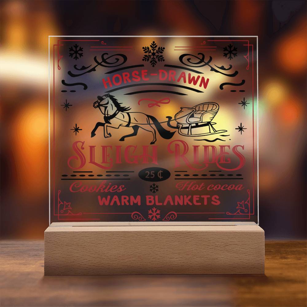 Christmas - Sleigh Rides - Night Light Square Acrylic Plaque