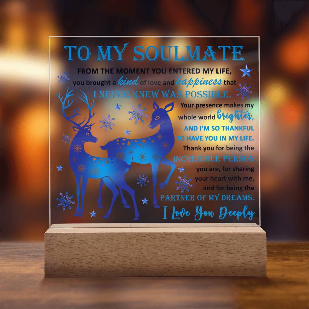 To My Soulmate - Partner Of Dreams - Night Light Square Acrylic Plaque