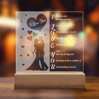 To My Soulmate - As You Do - Night Light Square Acrylic Plaque