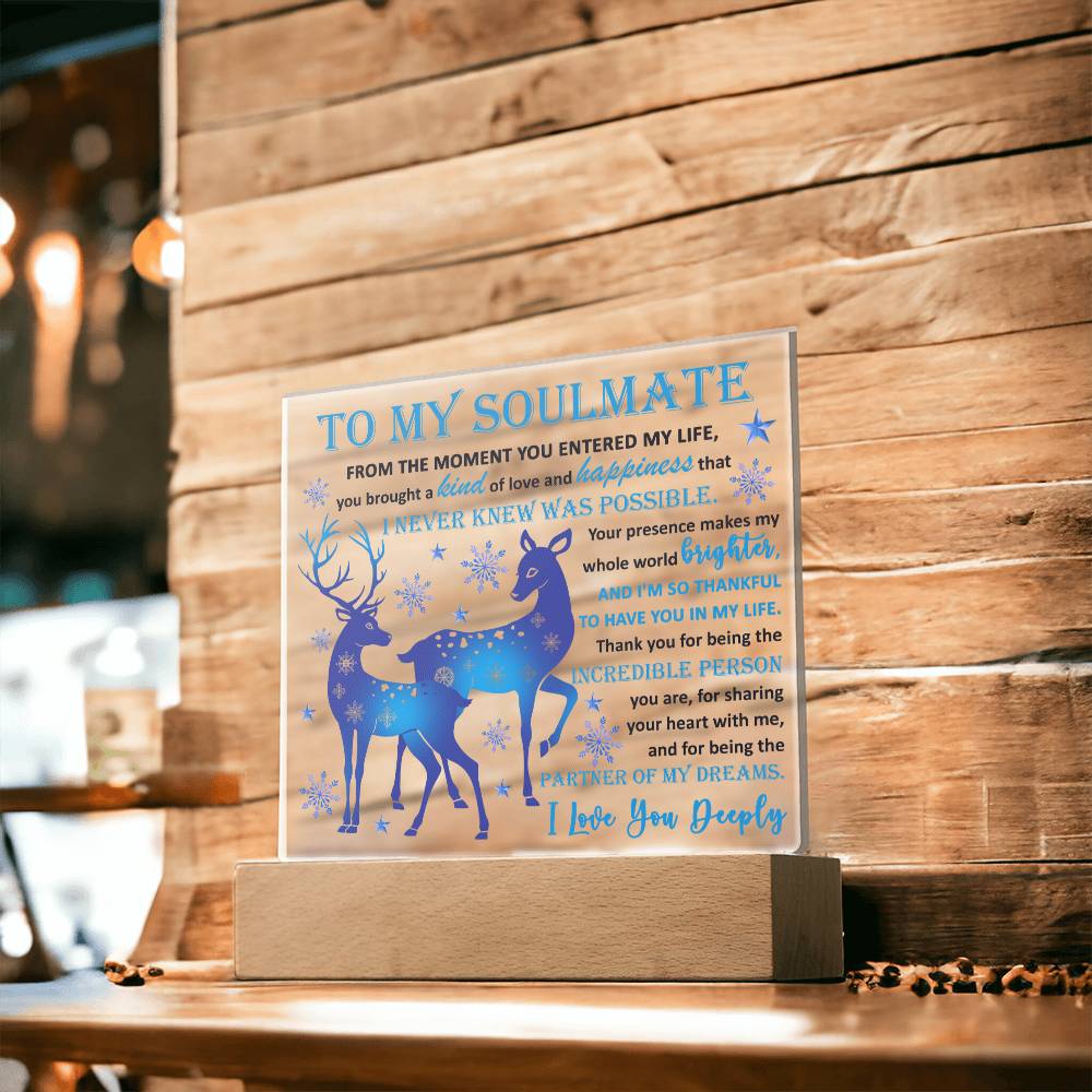 To My Soulmate - Partner Of Dreams - Night Light Square Acrylic Plaque