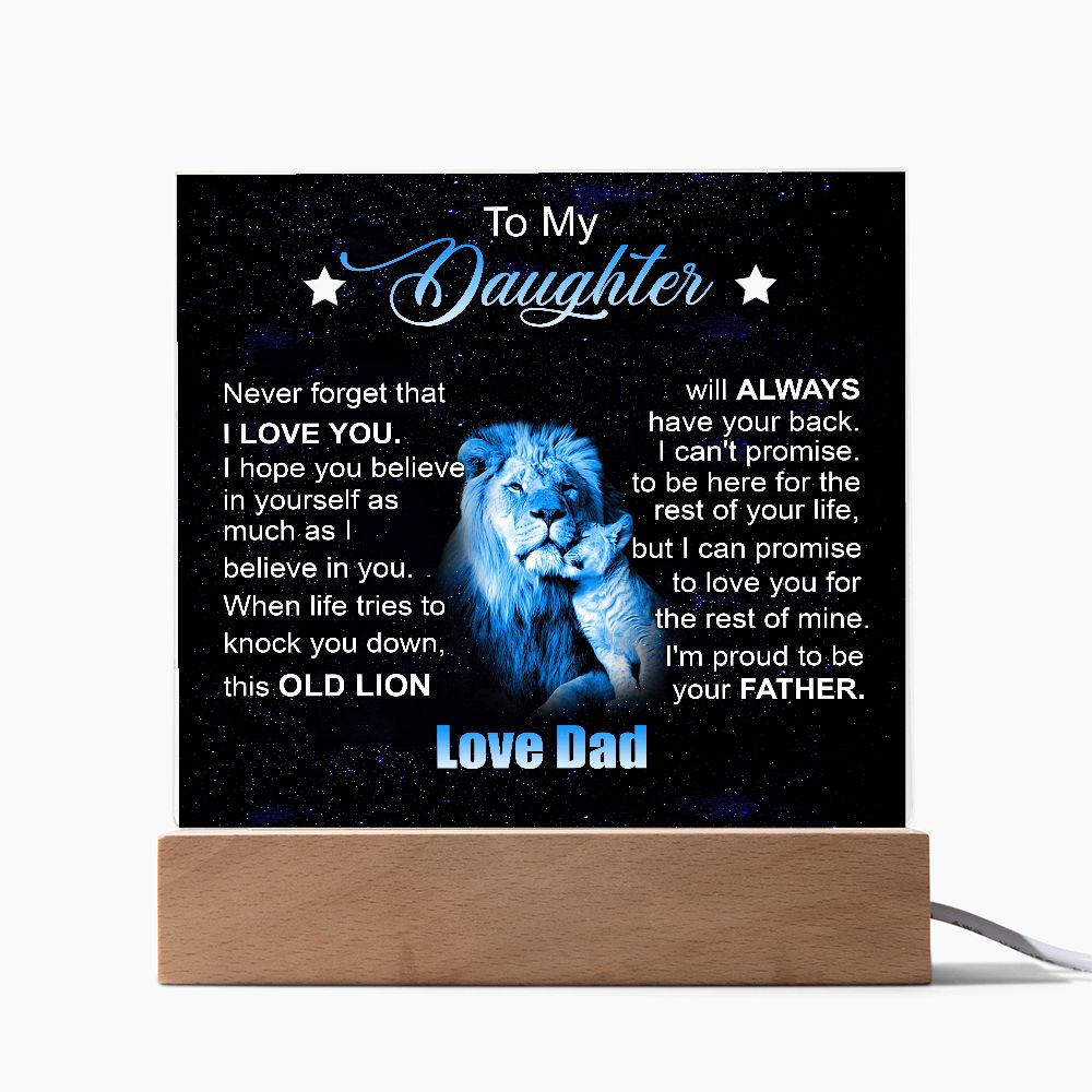 To My Daughter | Square Acrylic Plaque| Old Lion