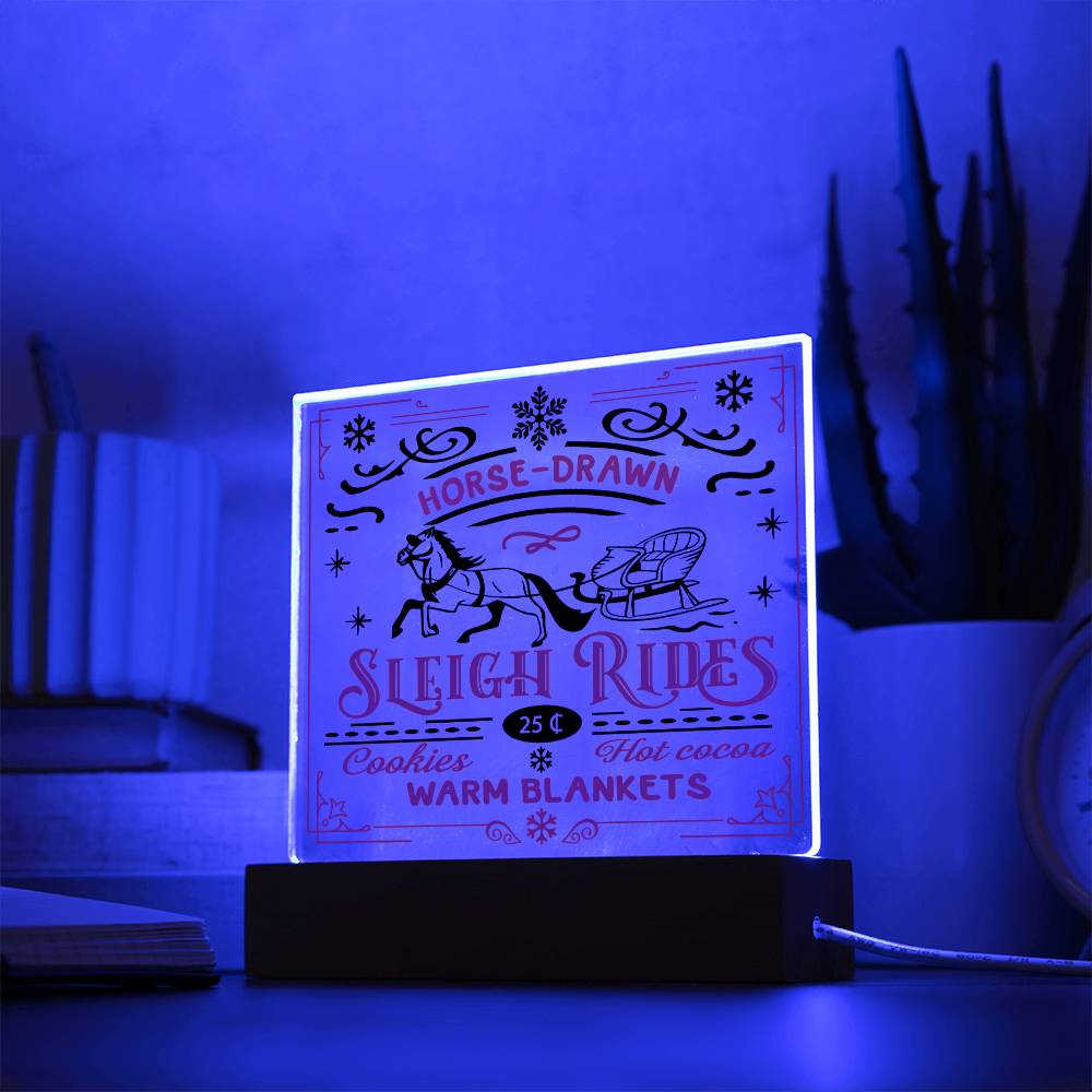 Christmas - Sleigh Rides - Night Light Square Acrylic Plaque