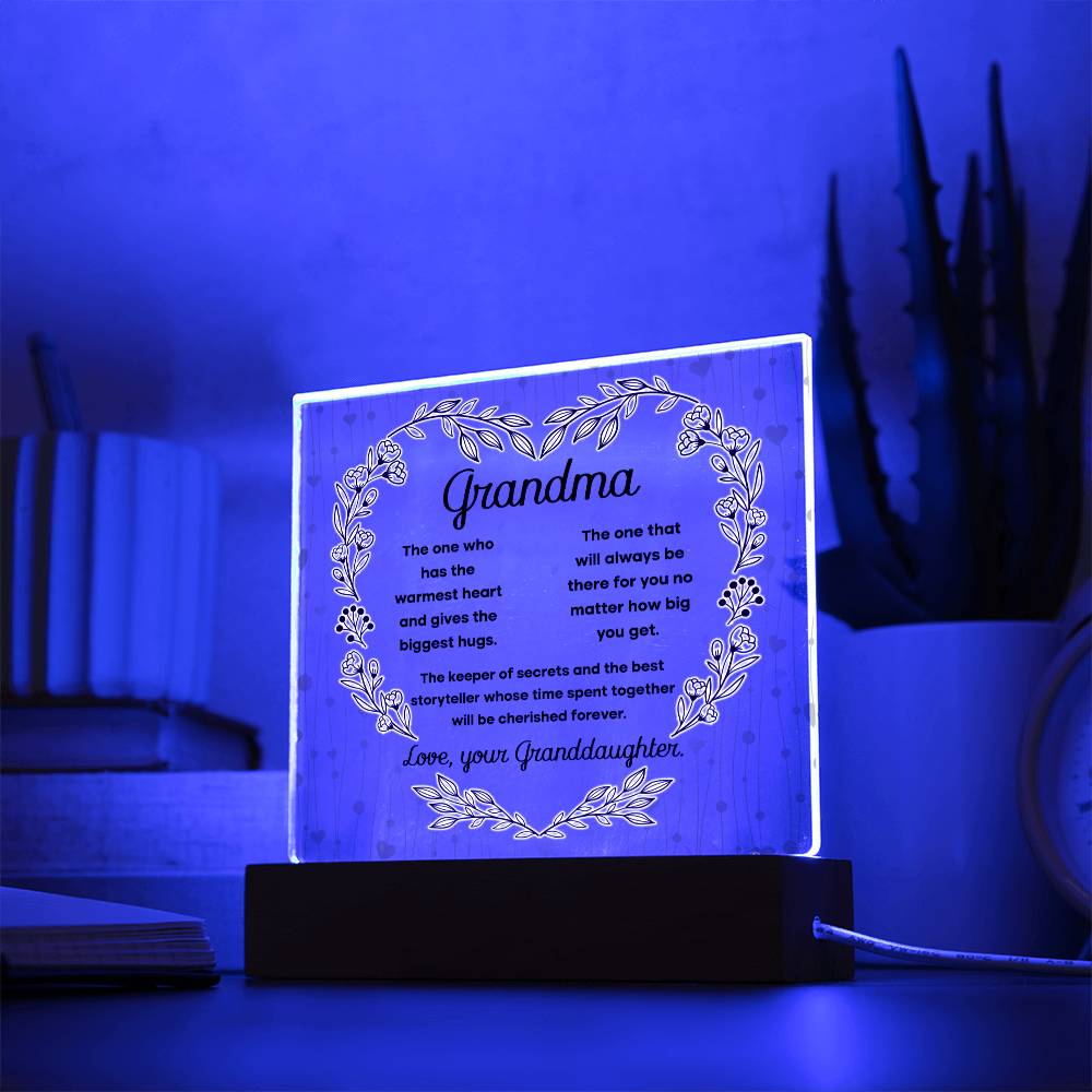 Grandma Cherished Forever | Night Light Square Acrylic Plaque