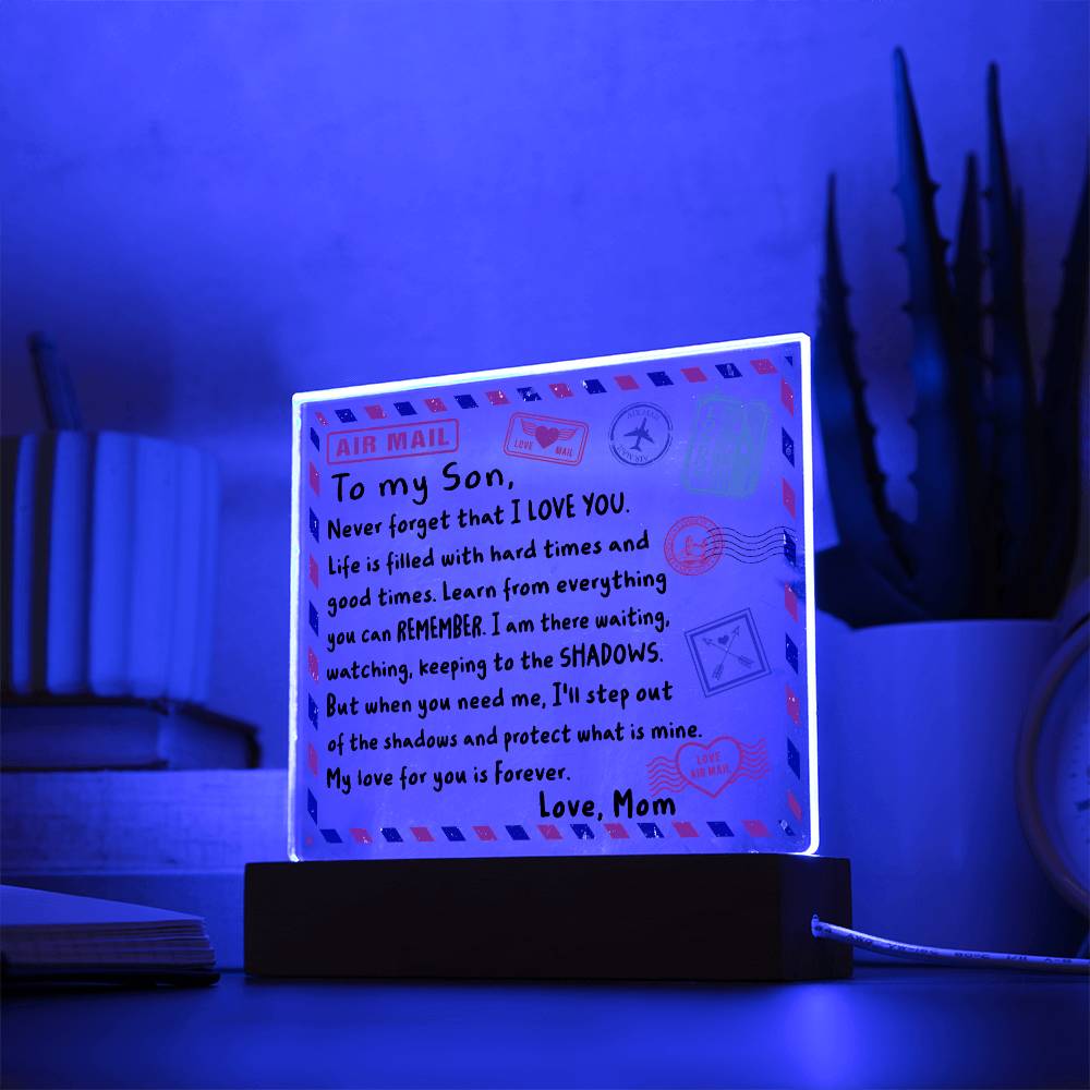 To My Son Envelope  | Night Light Square Acrylic