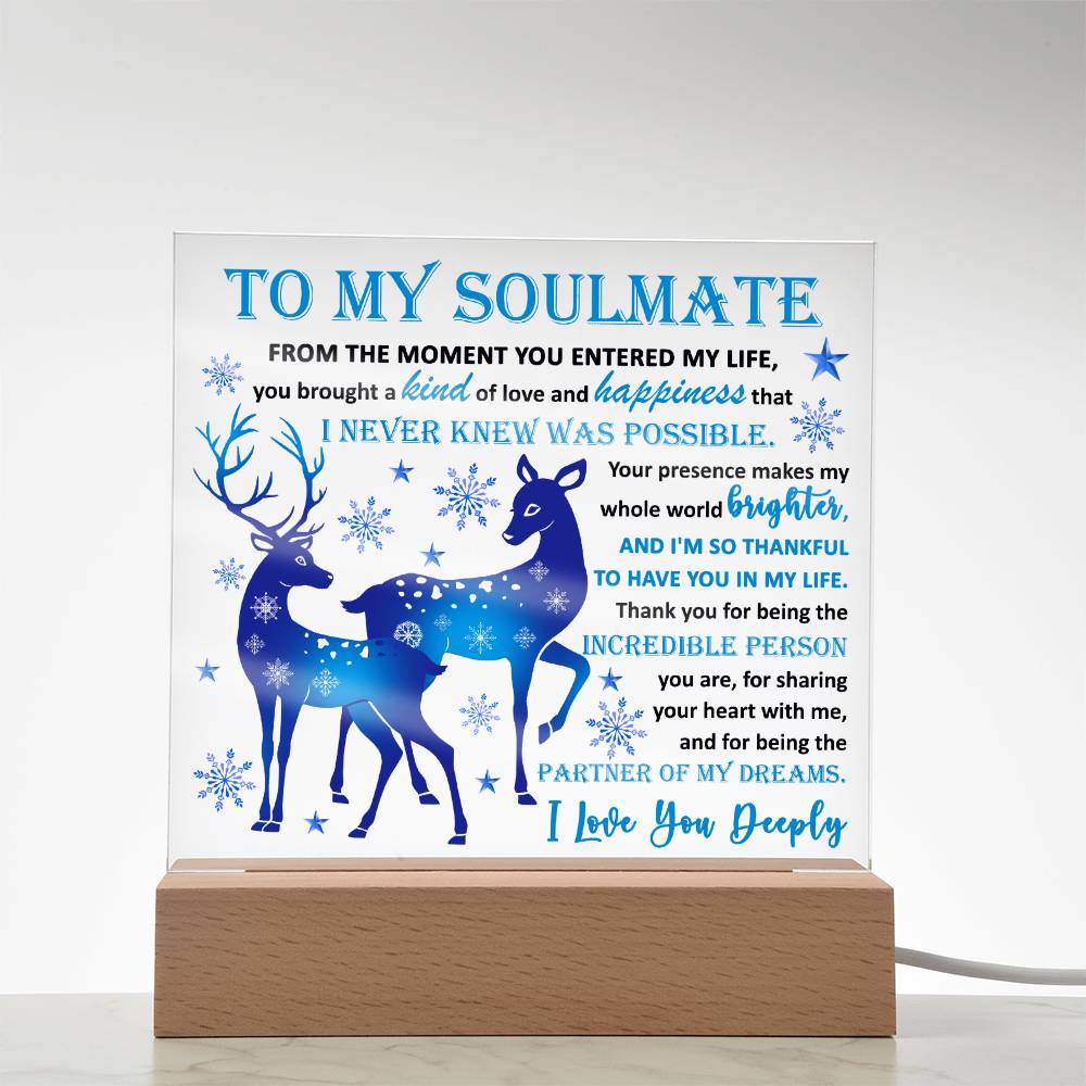 To My Soulmate - Partner Of Dreams - Night Light Square Acrylic Plaque