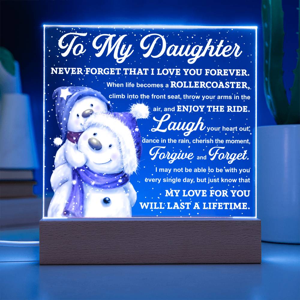 Dear Daughter - Enjoy The Ride - Night Light Square Acrylic Plaque