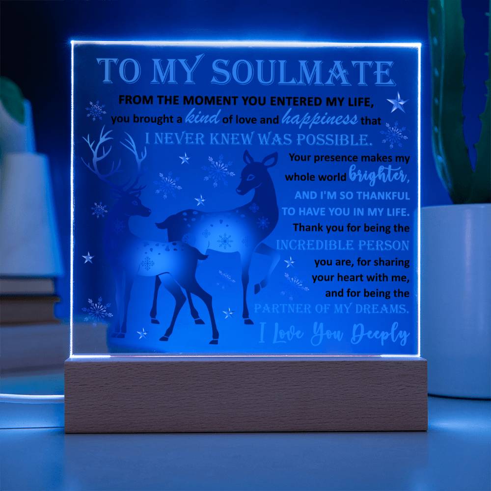 To My Soulmate - Partner Of Dreams - Night Light Square Acrylic Plaque