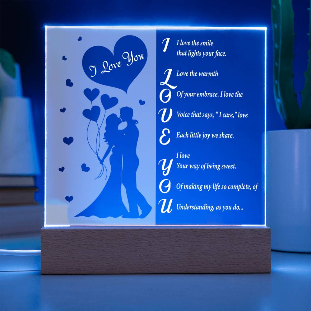 To My Soulmate - As You Do - Night Light Square Acrylic Plaque