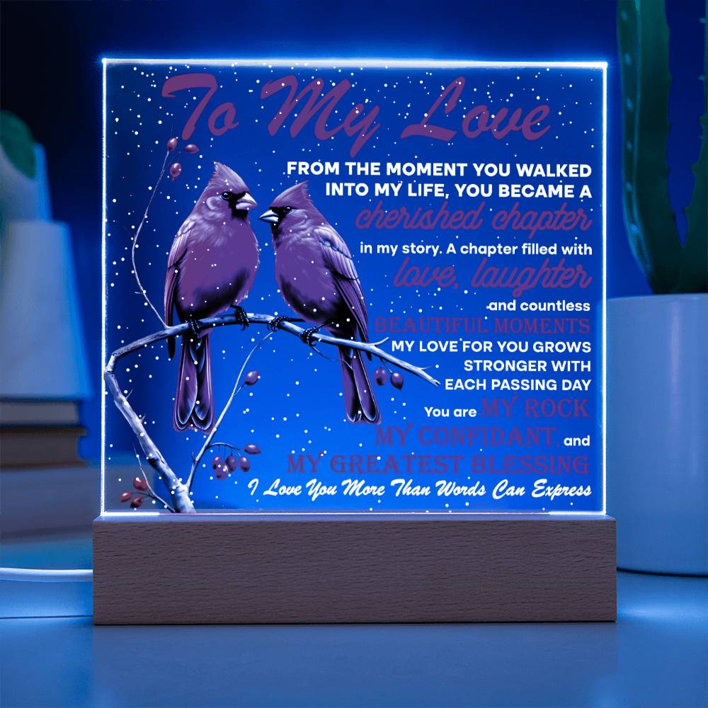 My Love - Cherished Chapter - Night Light Square Acrylic Plaque