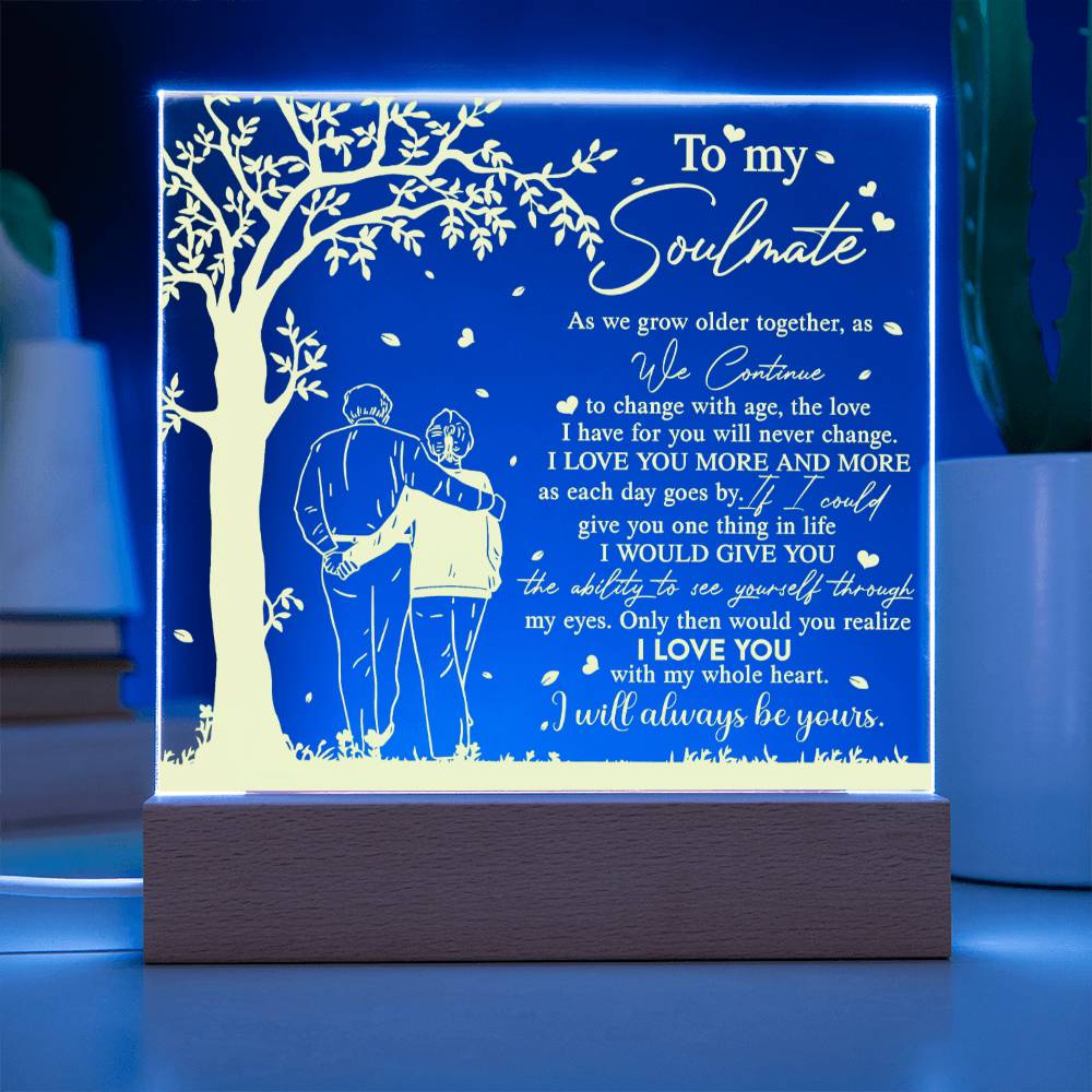 To My  Soulmate - Grow Older Together - Night Light  Acrylic Square Plaque Gift