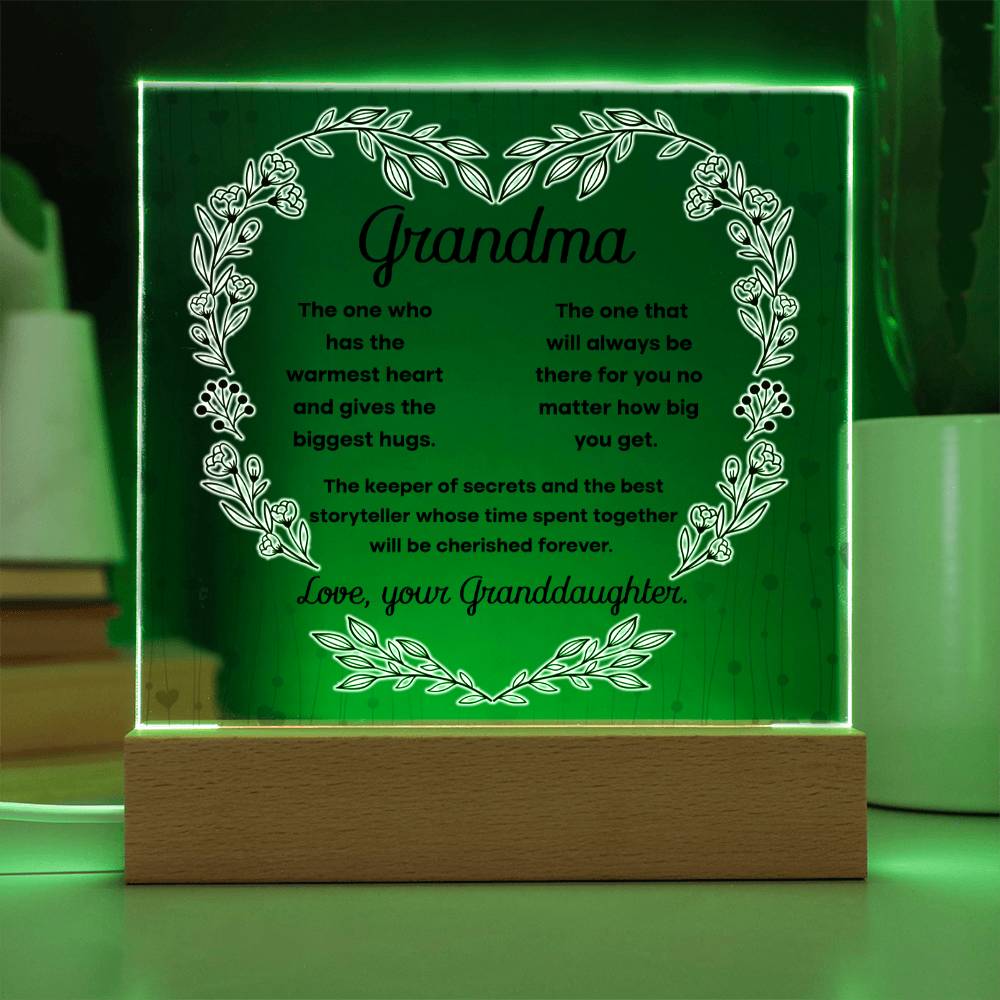 Grandma Cherished Forever | Night Light Square Acrylic Plaque