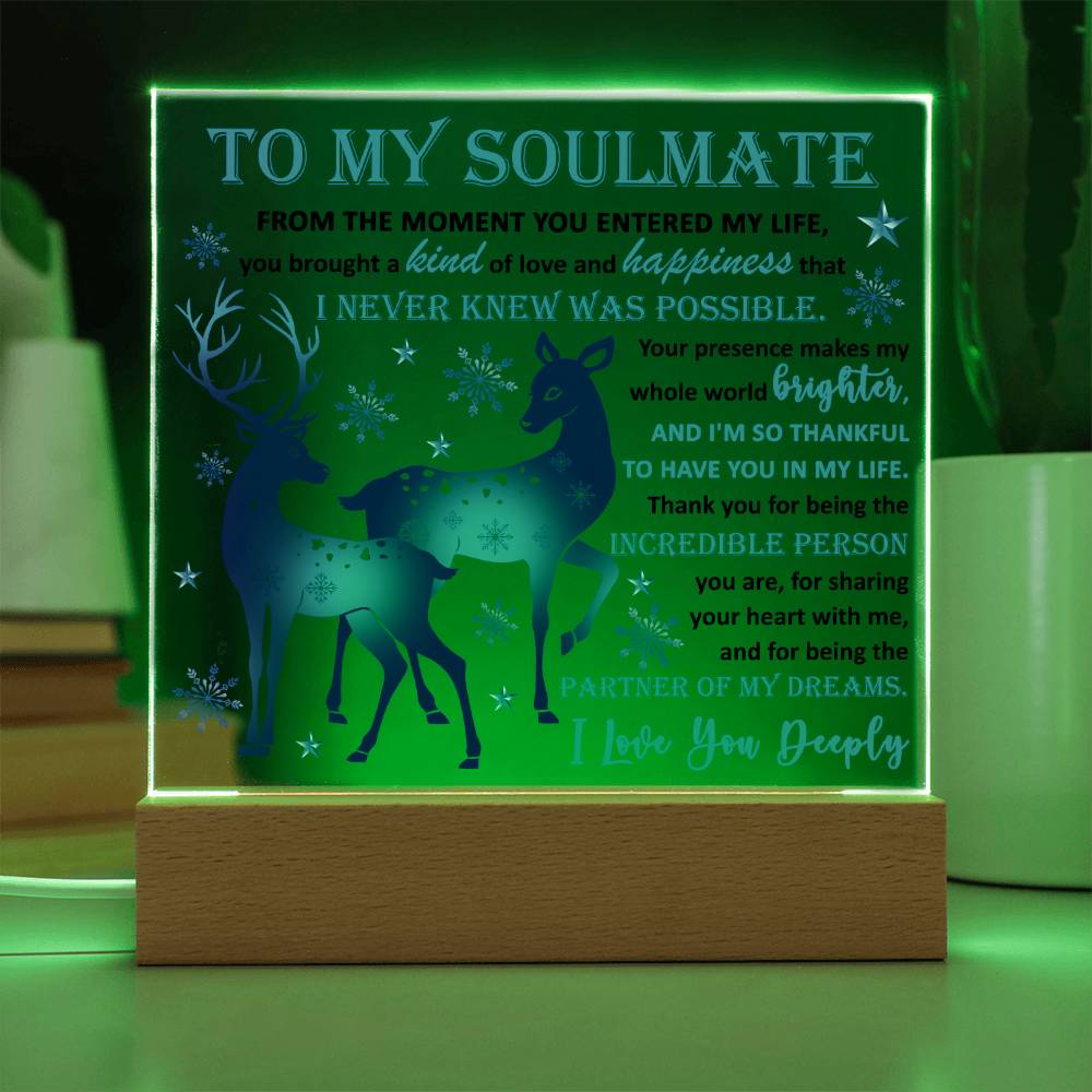 To My Soulmate - Partner Of Dreams - Night Light Square Acrylic Plaque