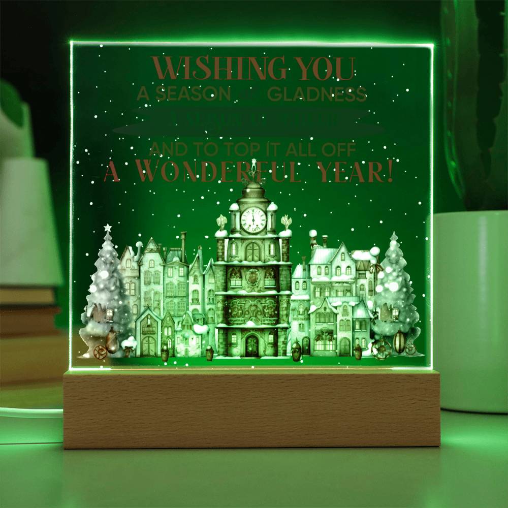 Christmas - Gathered Around It - Night Light Square Acrylic Plaque