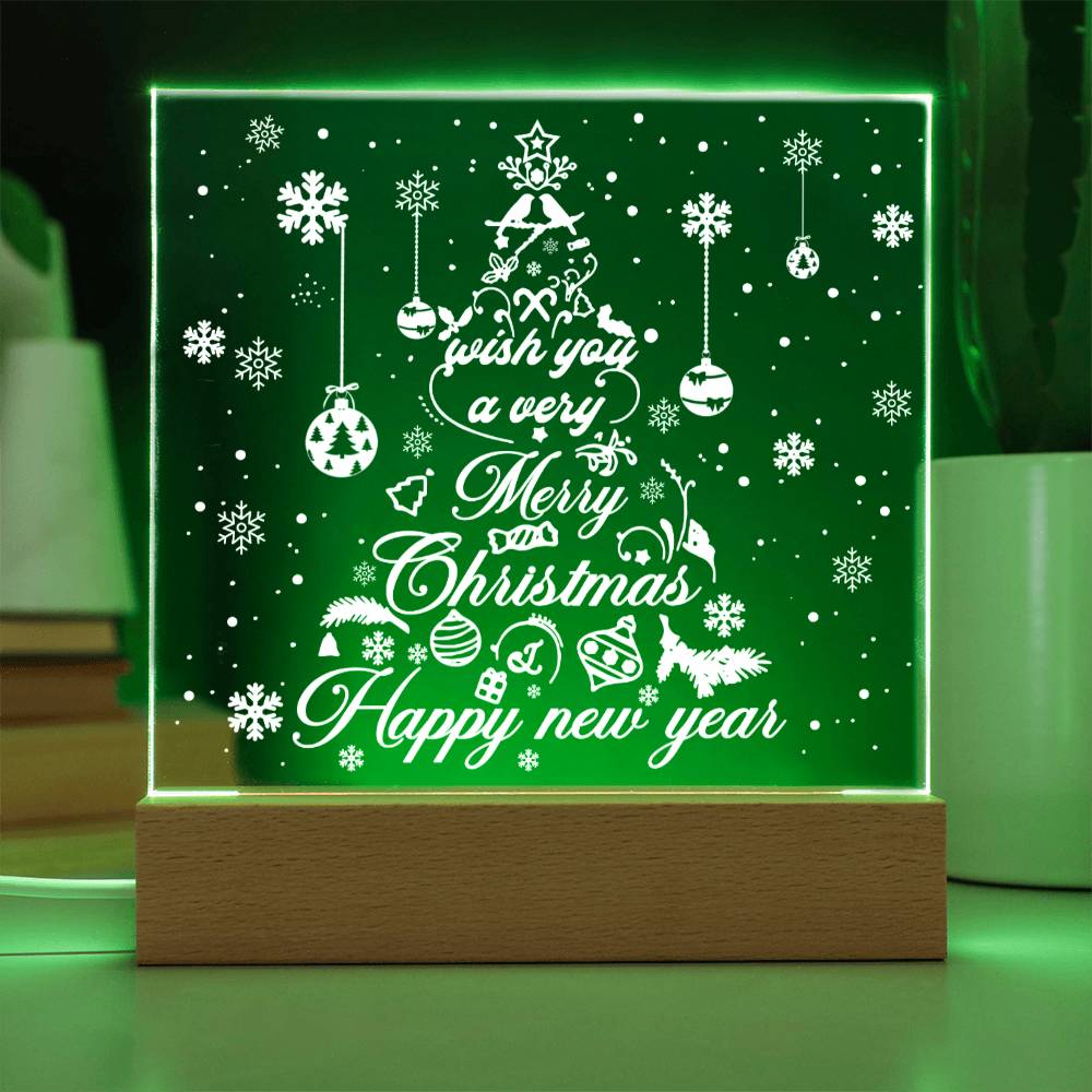 White Christmas Tree  | Night Light Square Acrylic