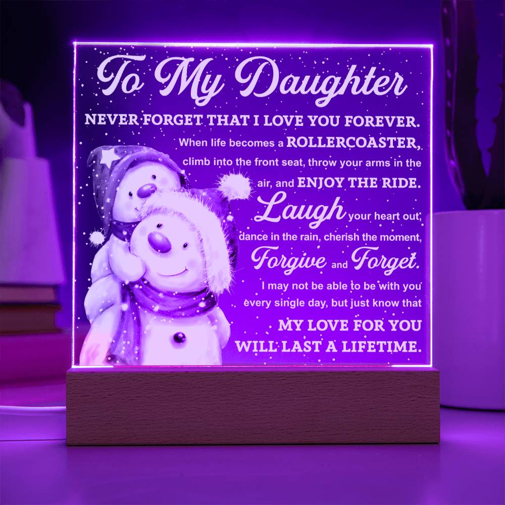 Dear Daughter - Enjoy The Ride - Night Light Square Acrylic Plaque