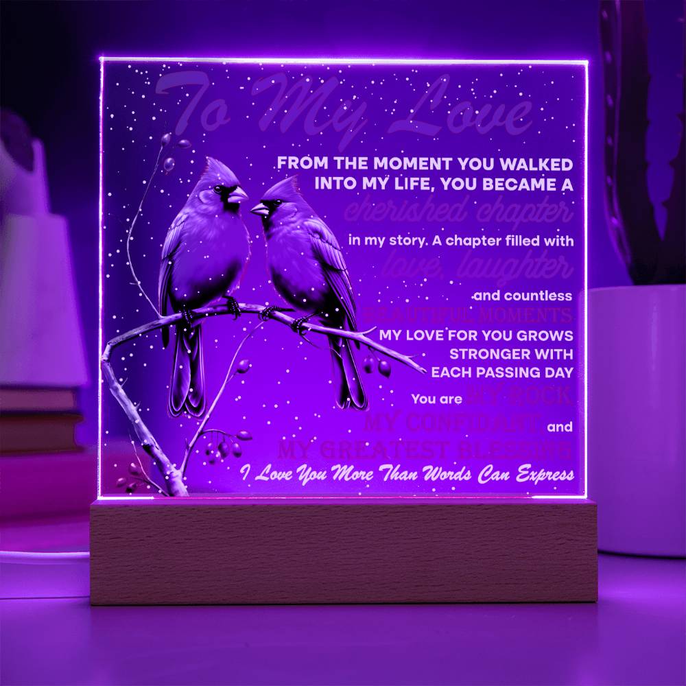 My Love - Cherished Chapter - Night Light Square Acrylic Plaque