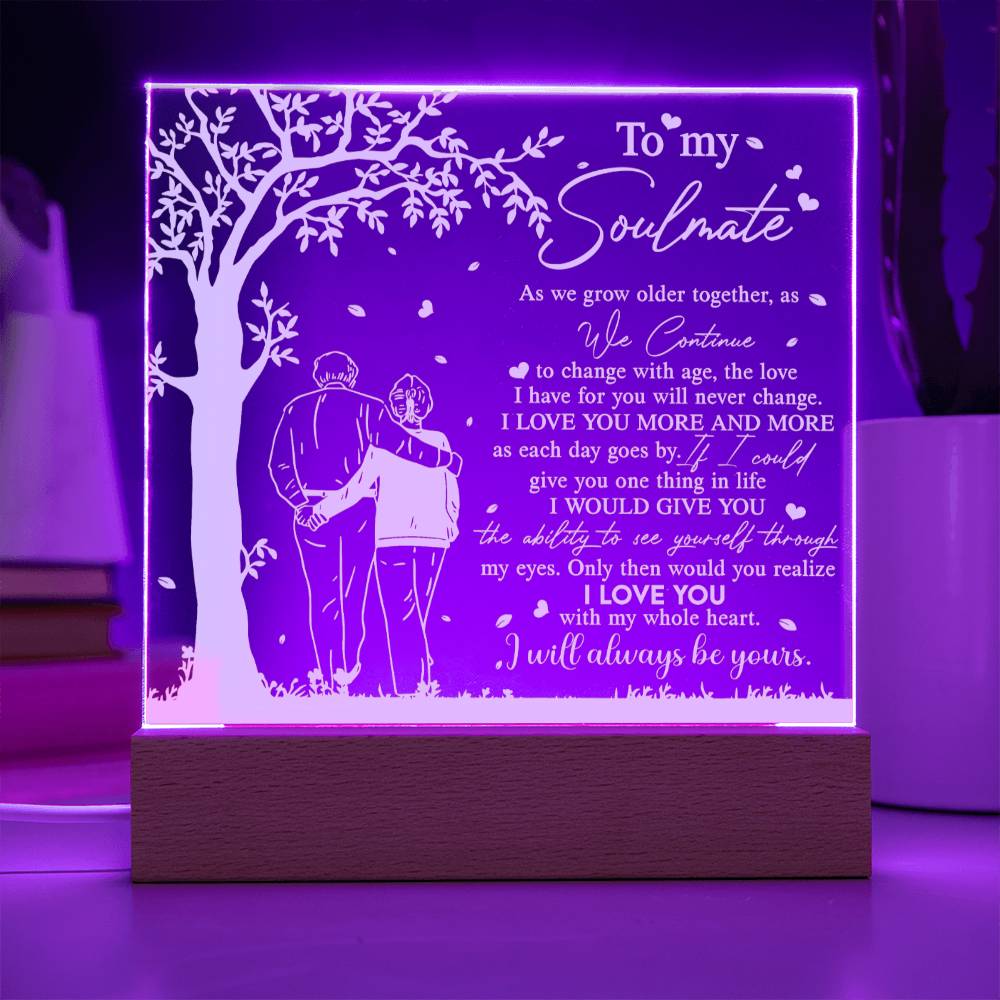 To My  Soulmate - Grow Older Together - Night Light  Acrylic Square Plaque Gift