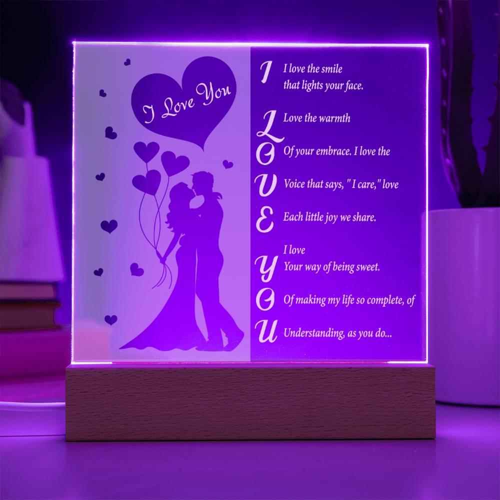 To My Soulmate - As You Do - Night Light Square Acrylic Plaque