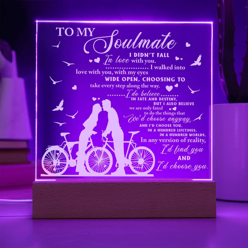 To My Soulmate - Fate And Destiny - Night Light Square Acrylic Plaque