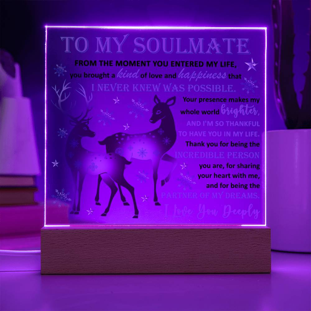 To My Soulmate - Partner Of Dreams - Night Light Square Acrylic Plaque