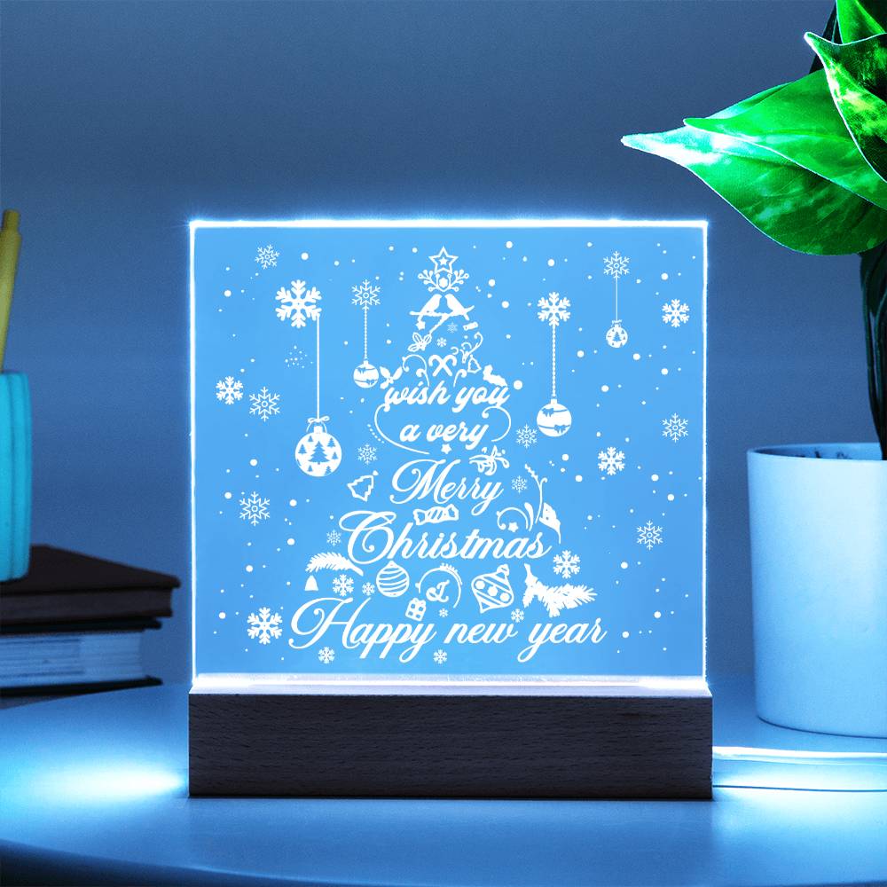 White Christmas Tree  | Night Light Square Acrylic