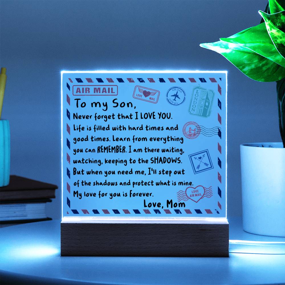 To My Son Envelope  | Night Light Square Acrylic