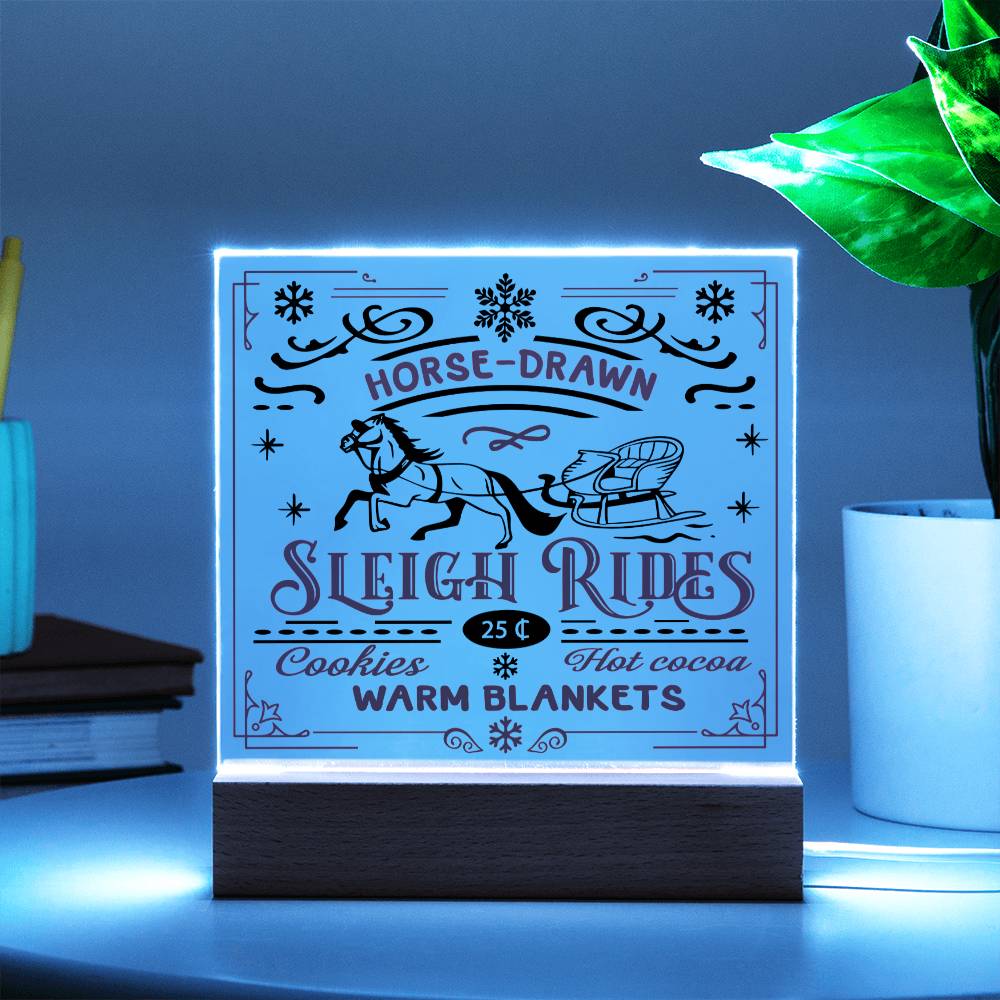 Christmas - Sleigh Rides - Night Light Square Acrylic Plaque