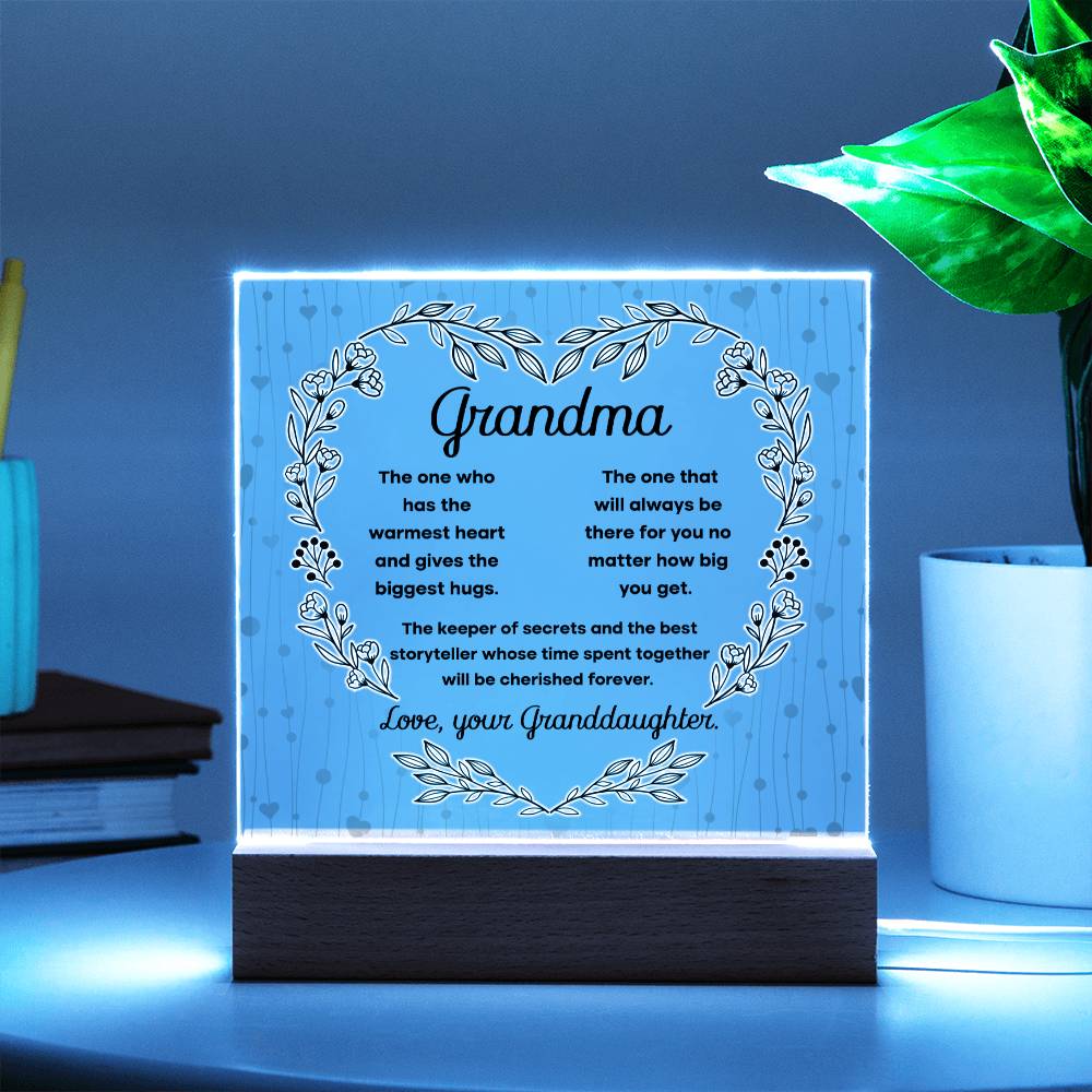 Grandma Cherished Forever | Night Light Square Acrylic Plaque