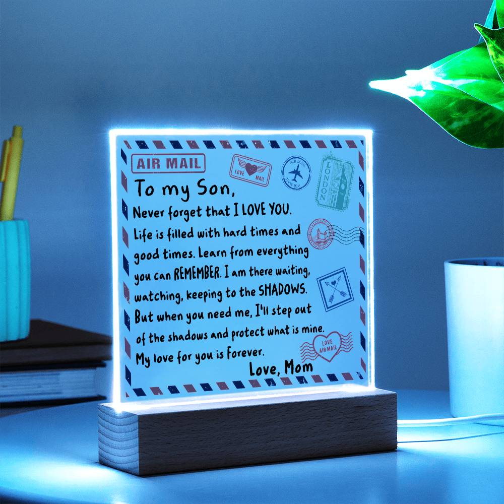 To My Son Envelope  | Night Light Square Acrylic