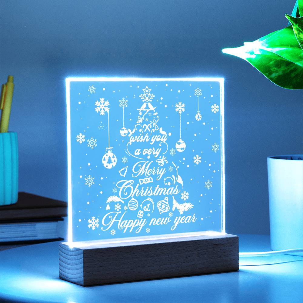 White Christmas Tree  | Night Light Square Acrylic