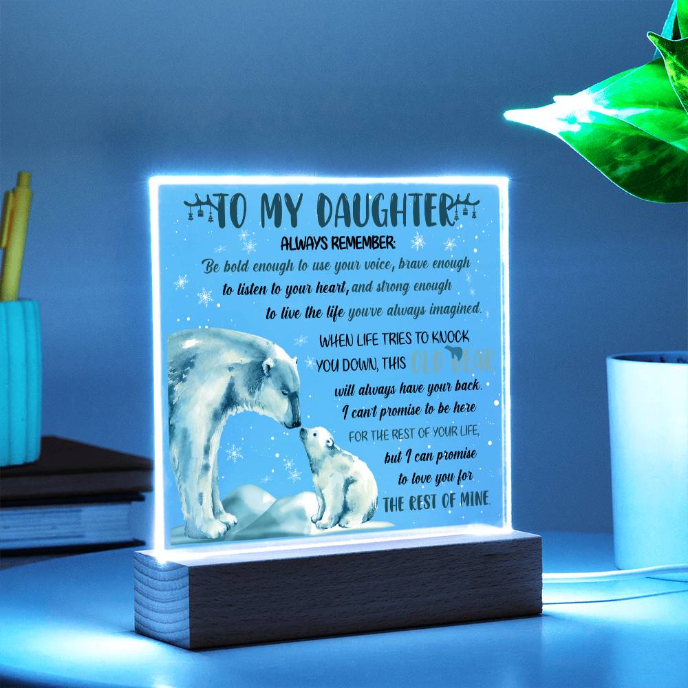 Daughter - Old Bear - Night Light Square Acrylic Plaque