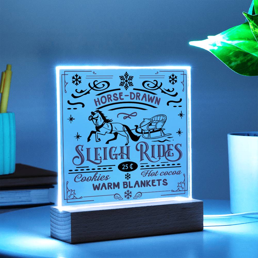 Christmas - Sleigh Rides - Night Light Square Acrylic Plaque