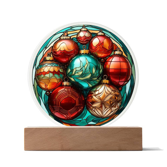 Christmas Balls | Night Light Circle Acrylic Plaque