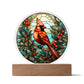 Christmas Cardinal | Night Light Circle Acrylic Plaque