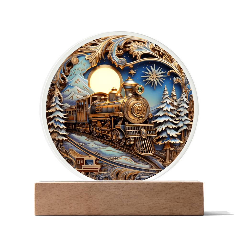 Fairy Tale Train | Night Light Circle Acrylic Plaque