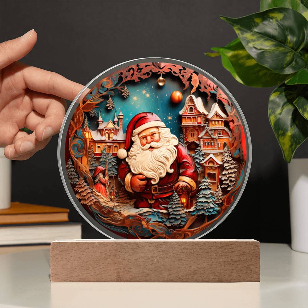 Ho Ho Ho Merry Christmas | Santa is in Town | Acrylic Night Light