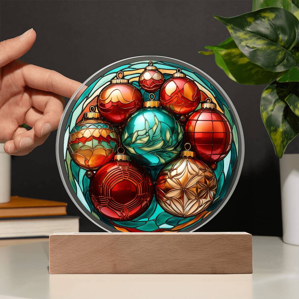 Christmas Balls | Night Light Circle Acrylic Plaque