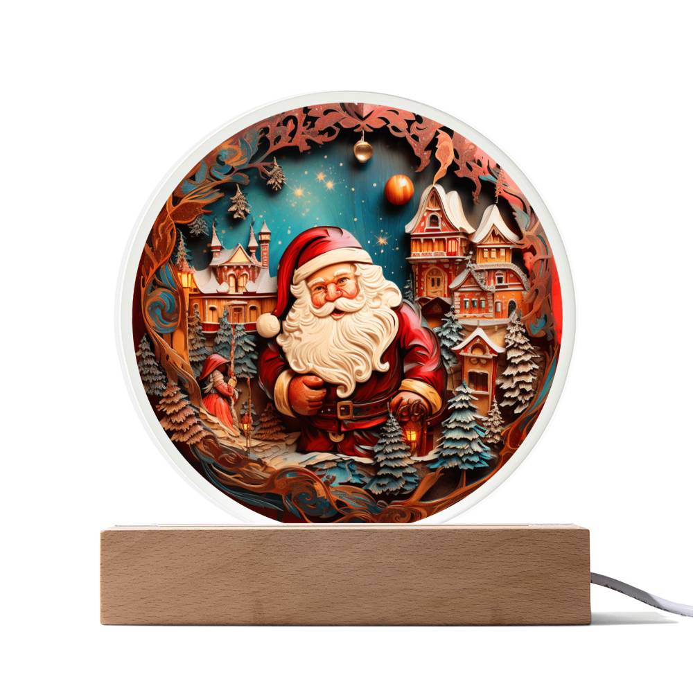 Ho Ho Ho Merry Christmas | Santa is in Town | Acrylic Night Light