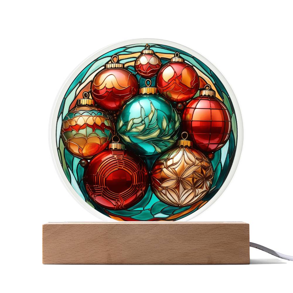 Christmas Balls | Night Light Circle Acrylic Plaque