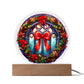 Christmas Wreath - Night Light Circle Acrylic Plaque - Gift